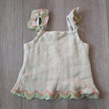 Janie Jack Girls Crochet Tank Top Size 6 Cream