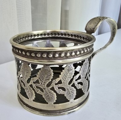 Tea glass-holder, Gebr. Buch Warschau, Russia, Congress Poland, 1865-1872, Rare.