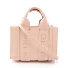 Chloe WOODY Mini Borsa a tracolla Borsa a mano in pelle Rosa Usata Donna