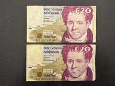 Central Bank Of Ireland £20 Pounds / Punt Banknote Set (2) LOT: 2604-013