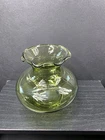 VTG Anchor Hocking Olive Green Fluted Glass Vase Small 3.5"