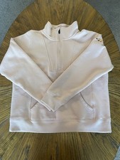 Ariat Rebar Light Pink Funnel Neck 1/4 Zip Fleece Sweatshirt Pockets Women's L