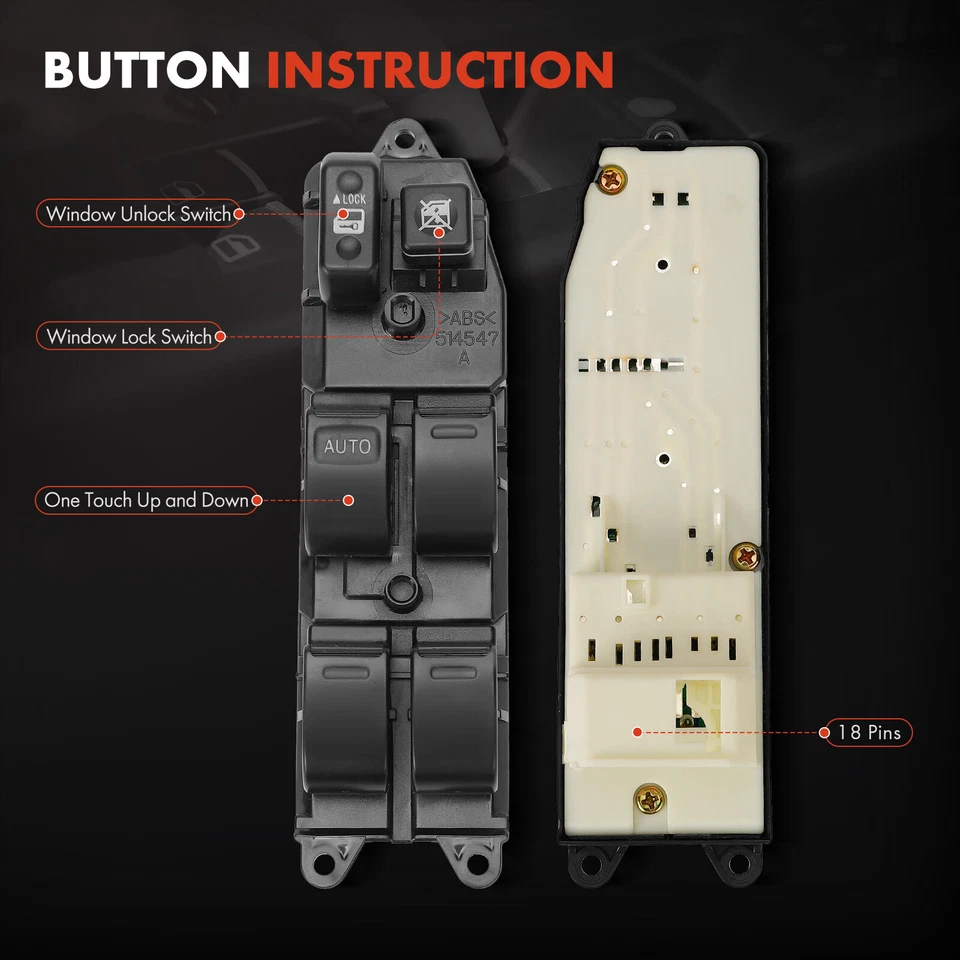 Interruptor de ventana eléctrica del conductor delantero izquierdo para Toyota RAV4 2001 2002 2003 2004 2005 Foto 4 de 4