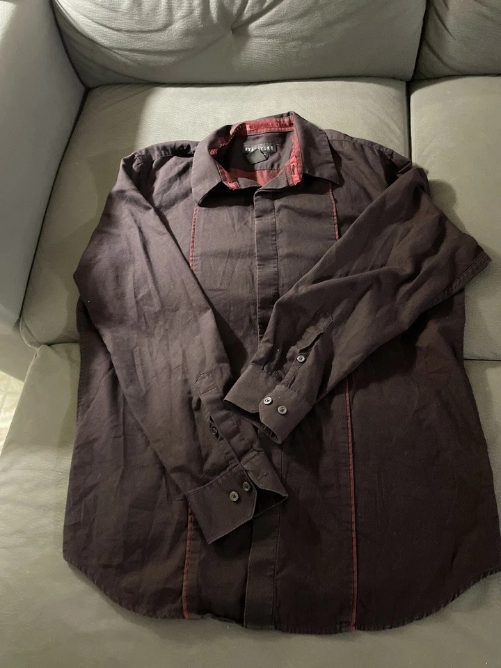 STRUCTURE Dark Wine Color Long Sleeve Shirts for Men. SIZE L/G# 3 - Image 3 of 4