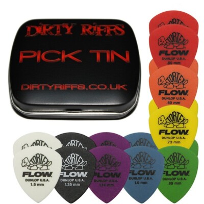 16 x Dunlop Tortex Flow Standard Gitarren-Plektren Gitarrenplektren je 2 in einer Plektrum-Dose
