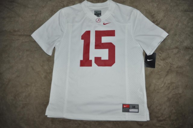 Nike Alabama Crimson Tide Youth White Replica Football Jersey 15 Medium Nwt