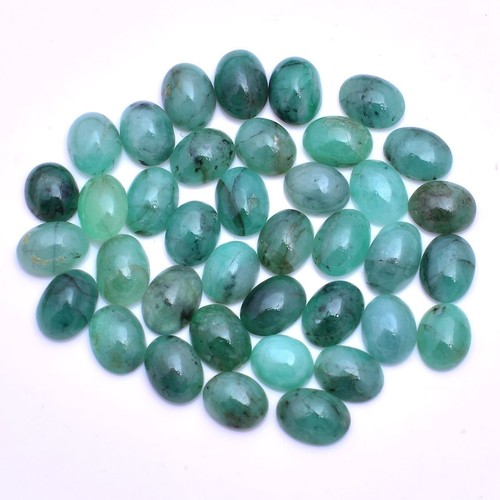 33 Pcs Natural Colombian Emerald 6.51mm-7.30mm Cabochon Untreated Gemstones Lot - Picture 4 of 5