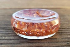 ORGONE CARNELIAN GEMSTONE SPHERE STAND AND WORRY STONE ORGONITE