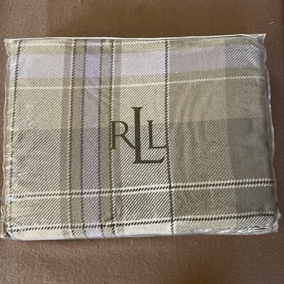 Ralph Lauren Twin Blanket Multi Taupe Sage Lavender 100% Cotton Yorkshire Rose