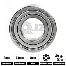 1x 609-ZZ Ball Bearing 24mm x 9mm x 7mm ZZ 2Z Free Shipping NEW Metal
