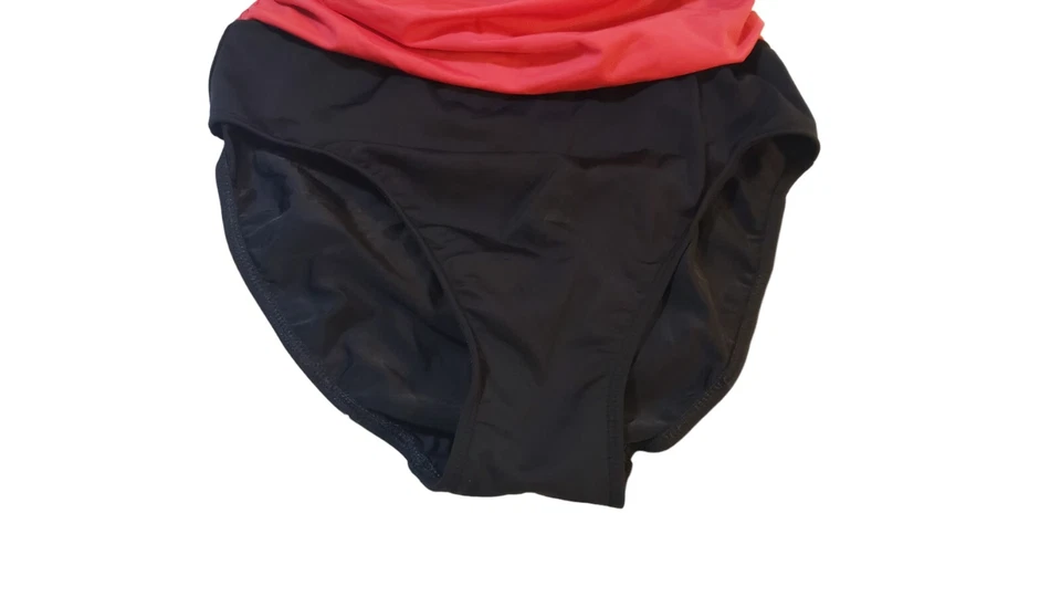 NEWPORT NEWS SWIM SHAPE FX Swim Suit Flattering Tummy CONTROL Black Red Sz 12T - Image 3 of 4
