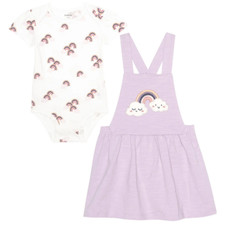 Pekkle Girls Toddler 4 Piece Overall Set - 6 Months Purple