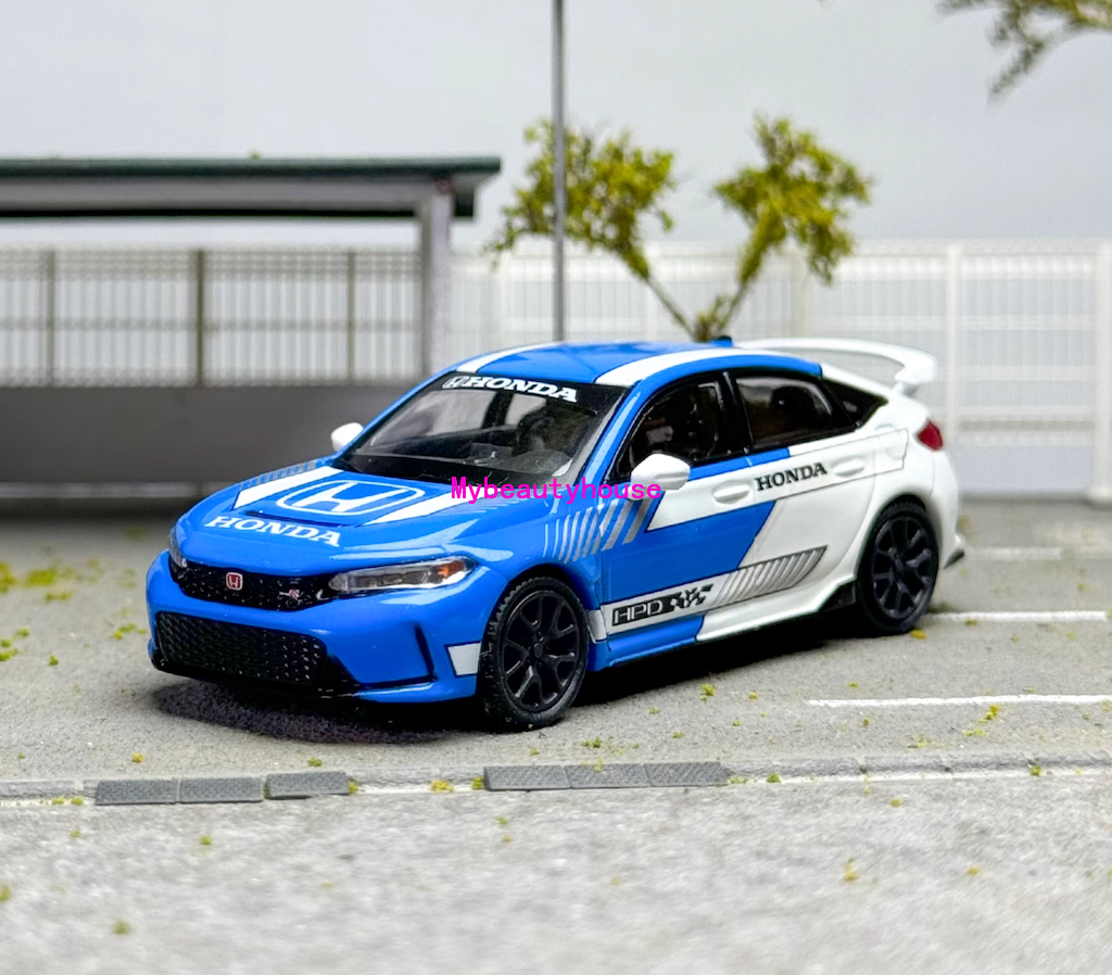 MINIGT 1:64 Blue Civic Type R FL5 #3 2023 Pace Model Diecast Metal Car