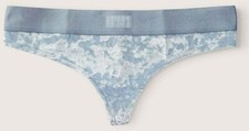 Victoria's Secret PINK Wide Waistband Velvet Thong Panty Chalk Blue M L XL XXL