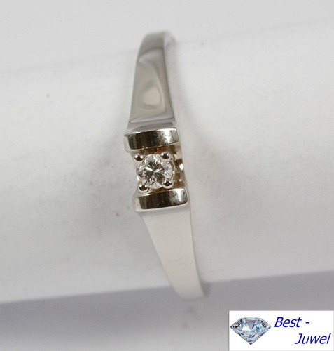 Verlobungs-Ring 585 Oro Blanco 14 Quilates Con Diamante Brillante 0,05 Qt. W. Si - Imagen 2 de 4