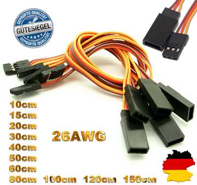 10x Servoverlängerungskabel 30 Cm – Male To Female, 26AWG, Für JR, Graupner, Futaba – Premium-Qualität