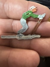 Vintage Heinrichsen German Flat Lead "Skiing Skier" Figure Great Shape Christmas