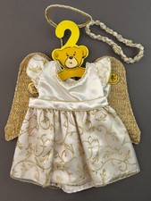 Vintage Build A Bear Angel Outfit Halo Gold Sparkle White Satin and Head band