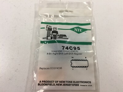 (2) NTE74C95 IC CMOS 4-BIT Parallel Access Shift Register 14-LEAD DIP - Lot of 2