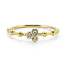 Dainty 14k Real Solid Gold Small Diamond Stacking 3 Stone Ring