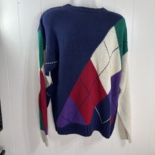 Vintage Ralph Lauren Chaps Men's Long Sleeve Knit Sweater Geometric Pattern Sz L