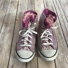 Converse All Stars Pink Hi Top Sneakers Girls Size 3 Ruffle Flower