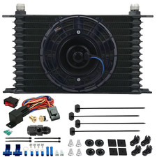 13 Row Trans-mission Oil Cooler Fan 6an Hose Adapter 180f Thermostat Switch Kit 13 Row Trans-mission Oil Cooler Fan 6an Hose Adapter 180f Thermostat Switch Kit