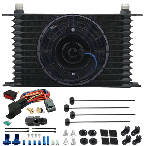 13 ROW ENGINE TRANS-MISSION OIL COOLER ELECTRIC FAN 6AN IN Line 180f Switch Kit - Foto 7