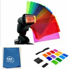 A R 12pc Flash Diffuser Filter Colors Card Film For Nikon Canon Yongnuo Godox
