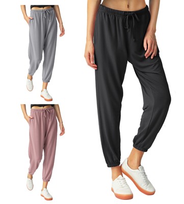 Women Pajama Pants Tapered Casual Bottoms Pockets High Rise Baggy Sweatpants