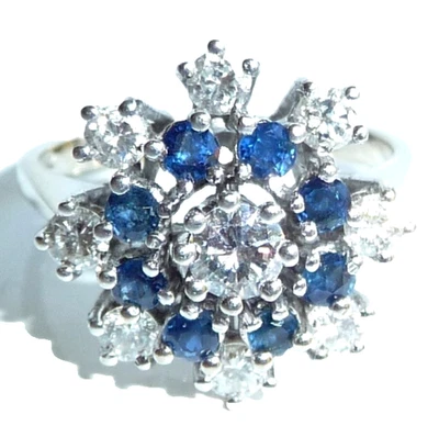 Ring 585 Weißgold 0.88 ct Diamanten + Saphire Gr: 56 / 17,8 mm - änderbar 5,0 g - Bild 1 von 4