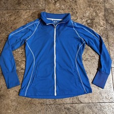 Adidas Golf Womens blue full zip active wear jacket top shirt size M