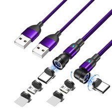 BITHAI 2Pack QC 3.0/3A Fast Charging Cord - 360 3.3ft/3.3ft, Black, Purple