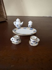 Dollhouse Tea Set MINIATURE TRAY Cup Saucer Platter Tea Pot Sugar Porcelain