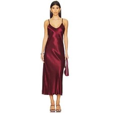 Enza Costa Ruby Satin Bias Cut Slip Dress Medium New