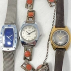 Lot of 3 Vintage Timex Electric Watch Women UNTESTED Silver Gold Tone Blue Coral