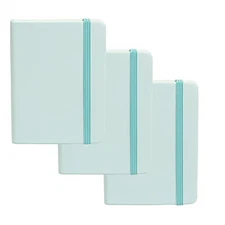 A6 Pocket Size Mini Hardcover Notebooks (Light Blue, 3 Pack)