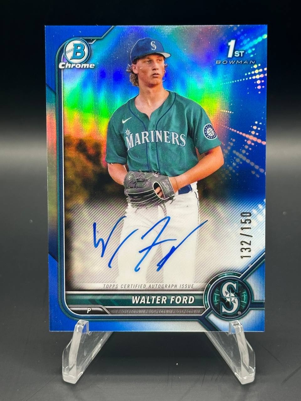 2022 Bowman Chrome WALTER FORD 1st Bowman Auto Blue /150 CDA-WFD Mariners