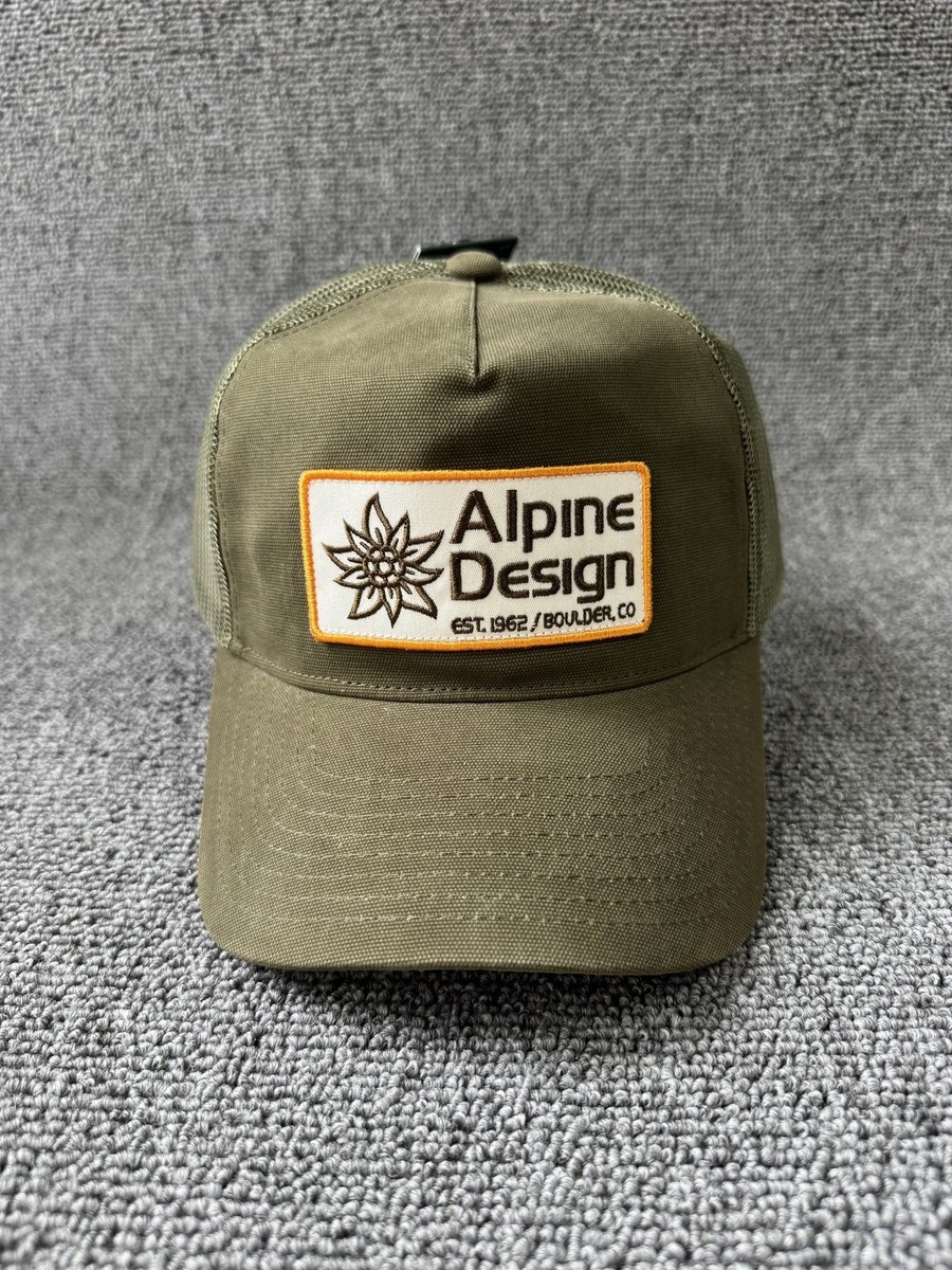 Alpine Design Trucker Snapback Olive Mesh Back Curved Brim Hat