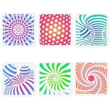 DOODLREAM 6Pcs Hypnotic Spiral Stencils for Painting, 7.9 inches x