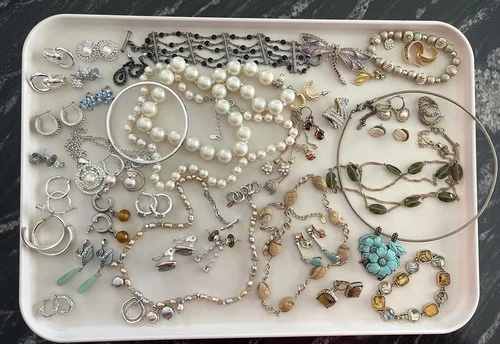 Vintage Monet Y2K Costume Jewelry LOT Rhinestone Necklaces, Earrings Gems Stones