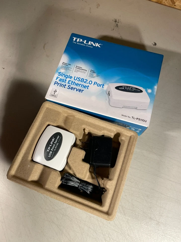 TP-Link TL-PS110U Single USB 2.0 Port Fast Ethernet Print Server White NWB - Image 4 of 4