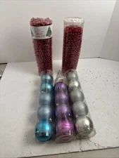 Assorted Vintage Lot of Christmas ornaments And Red Bead Garland