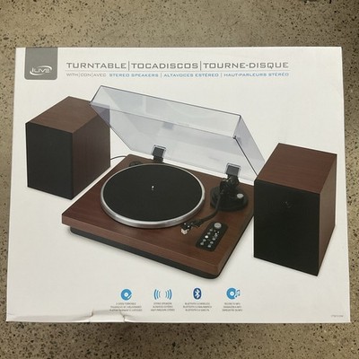 iLive 3-speed Turntable Wood Stereo Speakers Bluetooth Record To MP3