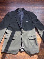 Men's Black Notch Lapel Double-Vented Two-Button Single-Breasted Blazer