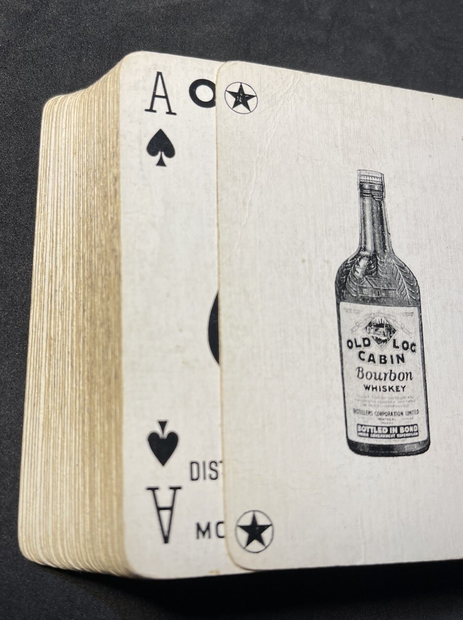 c1924 Old Log Cabin Antique Bourbon Bottle Poker Playing Cards & Joker ...