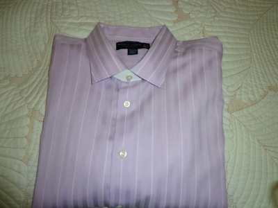 pronto uomo french cuff dress shirts PRONTO UOMO Dress Shirt Men's Lavender Striped French Cuff 17.5/36/37 Non  Iron