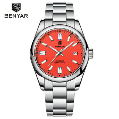 Top Brand Benyar Men's Automatic Mechanical Watches Date 100m Luminous Hands Box
