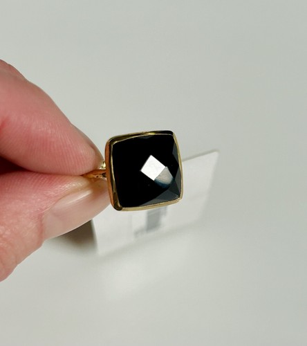 NEW! Aureus + Argent SQUARE FACET RING Onyx & Gold-Plated Brass, SOLD OUT / RARE - Picture 7 of 18
