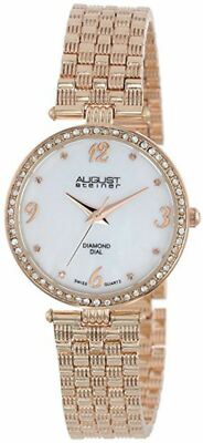NEW August Steiner AS8078RG Womens Diamond Accented MOP Rose Gold Bracelet Watch